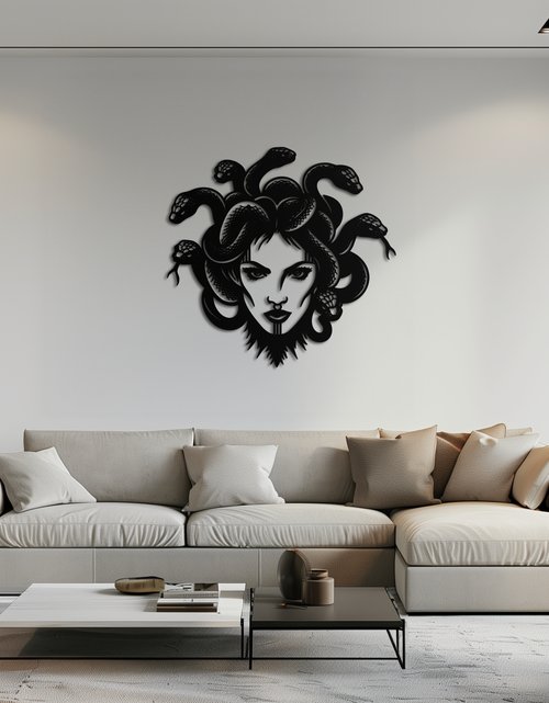 Load image into Gallery viewer, Medusa Metal Wall Art - Mythological Snake Hair Woman Steel Wall Decor- KAF481