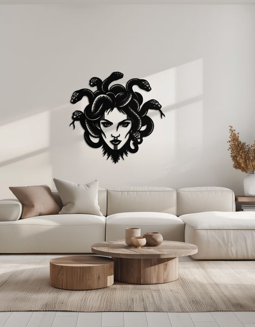 Load image into Gallery viewer, Medusa Metal Wall Art - Mythological Snake Hair Woman Steel Wall Decor- KAF481