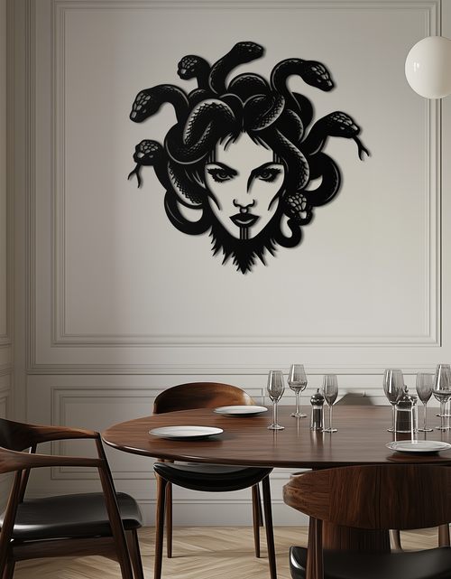 Load image into Gallery viewer, Medusa Metal Wall Art - Mythological Snake Hair Woman Steel Wall Decor- KAF481