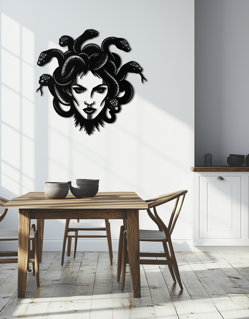 Load image into Gallery viewer, Medusa Metal Wall Art - Mythological Snake Hair Woman Steel Wall Decor- KAF481