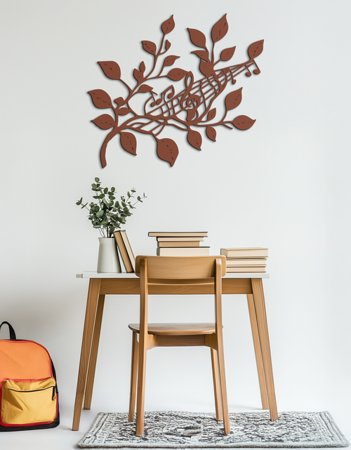 Load image into Gallery viewer, Musical Tree Branch Metal Wall Art - Note Inspired Steel Decor- KAF484