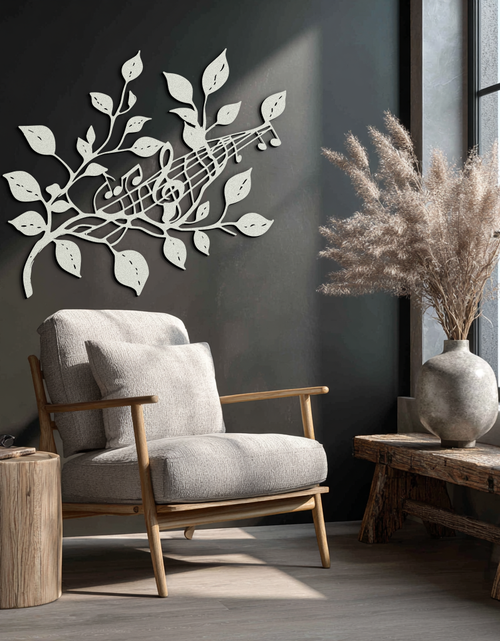Load image into Gallery viewer, Musical Tree Branch Metal Wall Art - Note Inspired Steel Decor- KAF484