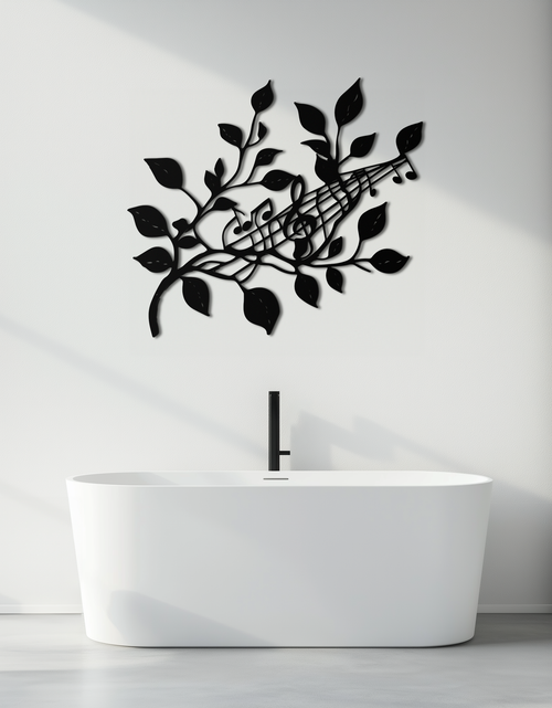 Load image into Gallery viewer, Musical Tree Branch Metal Wall Art - Note Inspired Steel Decor- KAF484