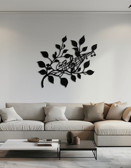 Load image into Gallery viewer, Musical Tree Branch Metal Wall Art - Note Inspired Steel Decor- KAF484