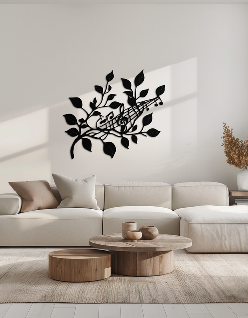Load image into Gallery viewer, Musical Tree Branch Metal Wall Art - Note Inspired Steel Decor- KAF484