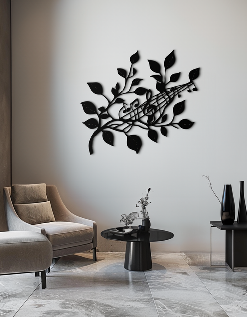 Load image into Gallery viewer, Musical Tree Branch Metal Wall Art - Note Inspired Steel Decor- KAF484