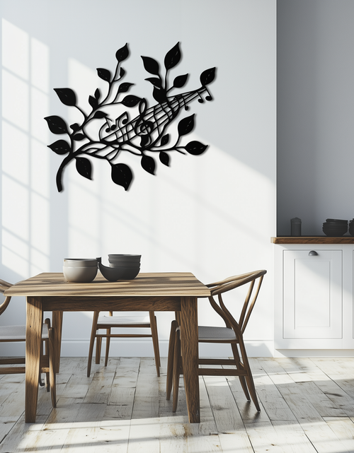 Load image into Gallery viewer, Musical Tree Branch Metal Wall Art - Note Inspired Steel Decor- KAF484