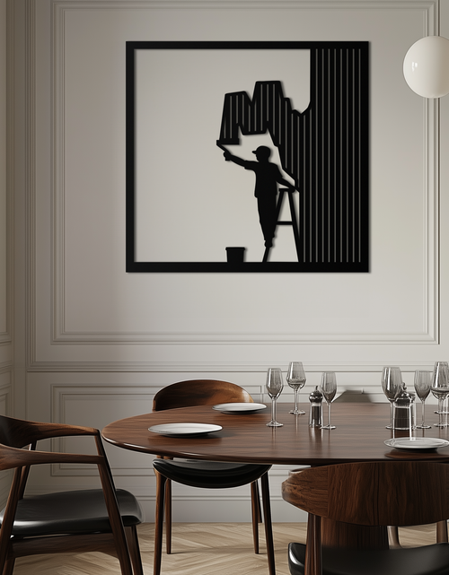 Load image into Gallery viewer, Painter Silhouette Metal Wall Art – Black Steel Artistic Home Decor- KAF489