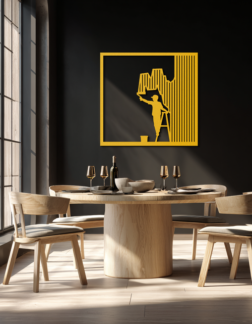 Load image into Gallery viewer, Painter Silhouette Metal Wall Art – Black Steel Artistic Home Decor- KAF489