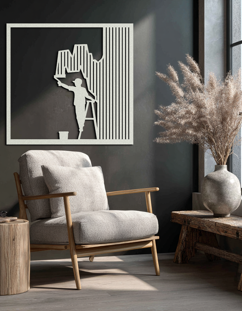 Load image into Gallery viewer, Painter Silhouette Metal Wall Art – Black Steel Artistic Home Decor- KAF489
