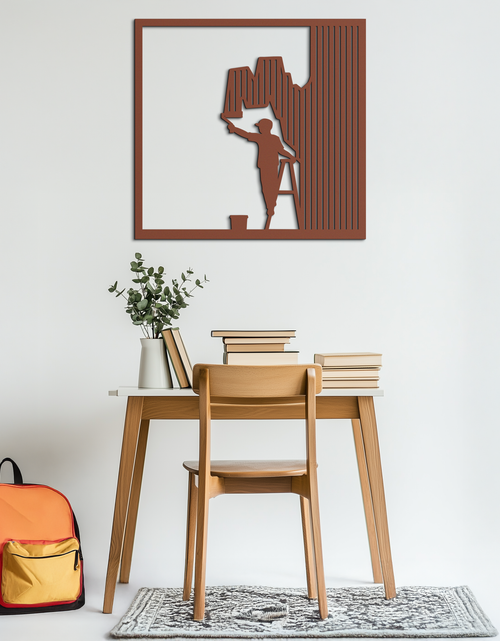 Load image into Gallery viewer, Painter Silhouette Metal Wall Art – Black Steel Artistic Home Decor- KAF489