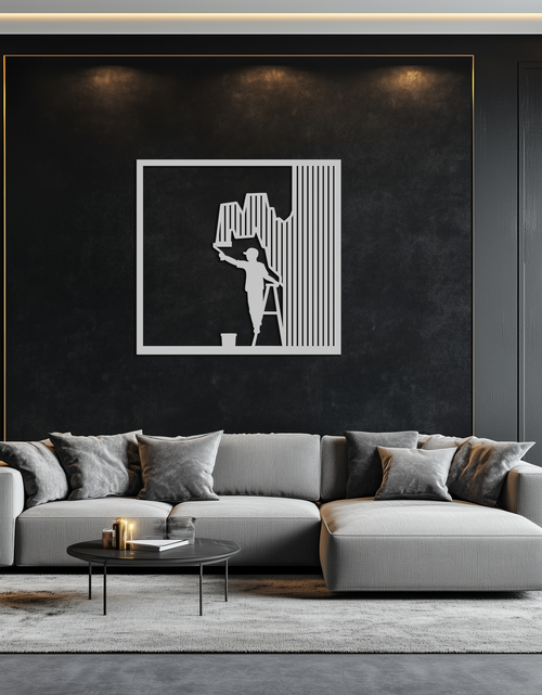 Load image into Gallery viewer, Painter Silhouette Metal Wall Art – Black Steel Artistic Home Decor- KAF489