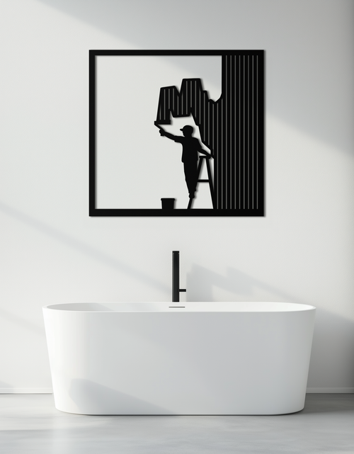 Load image into Gallery viewer, Painter Silhouette Metal Wall Art – Black Steel Artistic Home Decor- KAF489