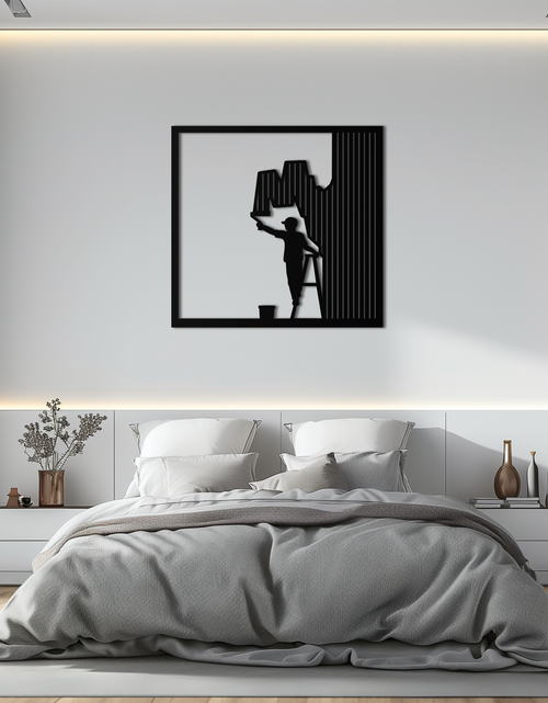 Load image into Gallery viewer, Painter Silhouette Metal Wall Art – Black Steel Artistic Home Decor- KAF489