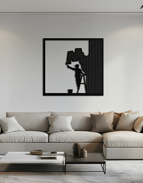 Load image into Gallery viewer, Painter Silhouette Metal Wall Art – Black Steel Artistic Home Decor- KAF489