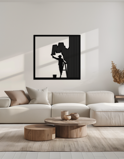 Load image into Gallery viewer, Painter Silhouette Metal Wall Art – Black Steel Artistic Home Decor- KAF489