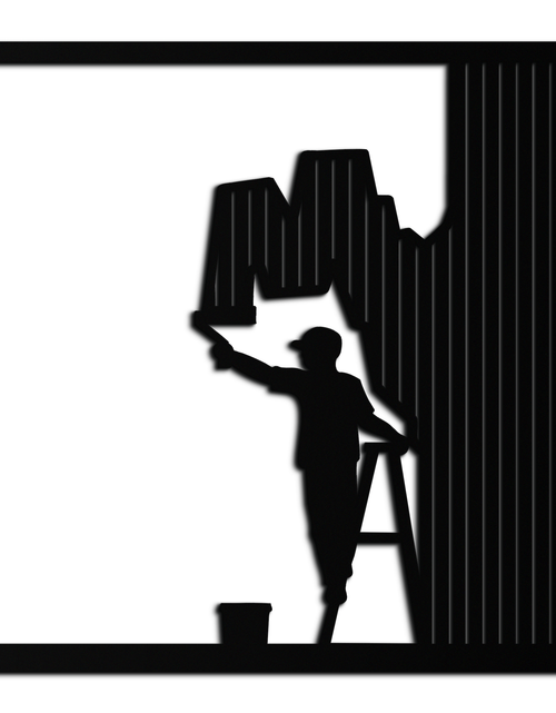 Load image into Gallery viewer, Painter Silhouette Metal Wall Art – Black Steel Artistic Home Decor- KAF489