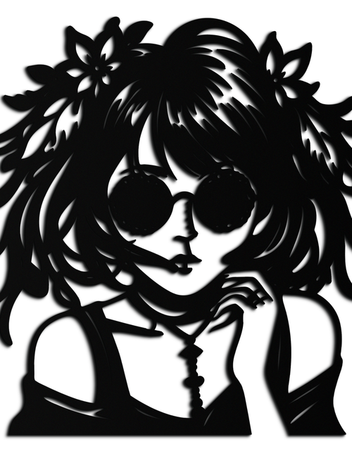 Load image into Gallery viewer, Anime Girl Silhouette Metal Wall Art – Black Steel Artistic Modern Home Decor- KAF490