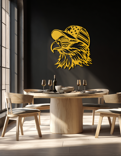 Load image into Gallery viewer, Patriotic Eagle Silhouette Metal Wall Art – Black Steel American Pride Decor- KAF493