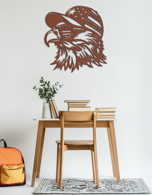 Load image into Gallery viewer, Patriotic Eagle Silhouette Metal Wall Art – Black Steel American Pride Decor- KAF493