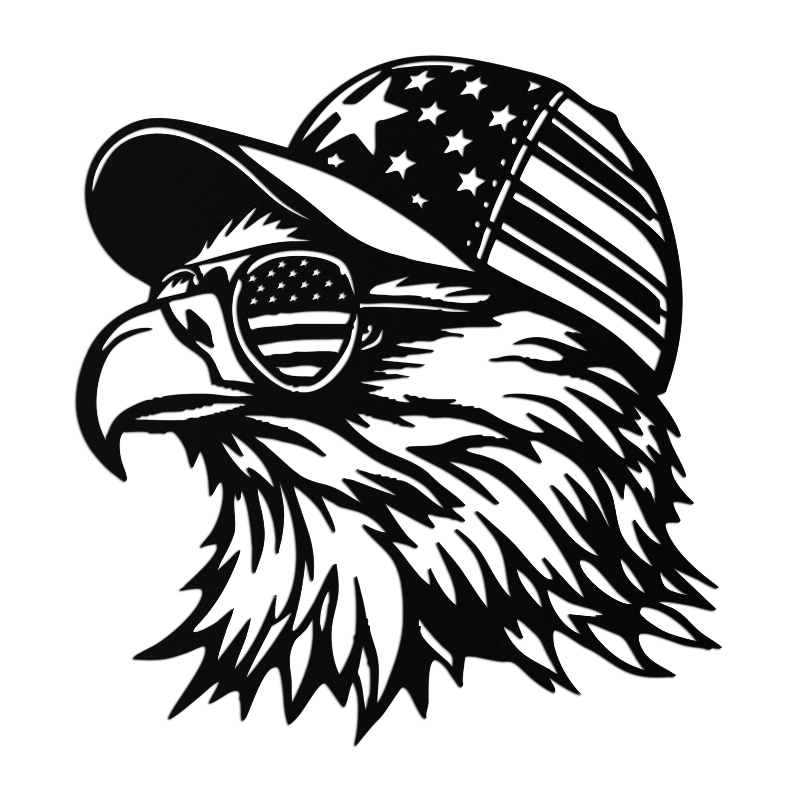 Patriotic Eagle Silhouette Metal Wall Art – Black Steel American Pride Decor- KAF493