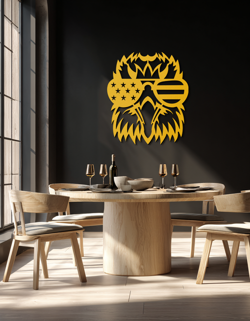 Load image into Gallery viewer, American Flag Eagle Silhouette Metal Wall Art – Patriotic Black Steel Home Decor- KAF496