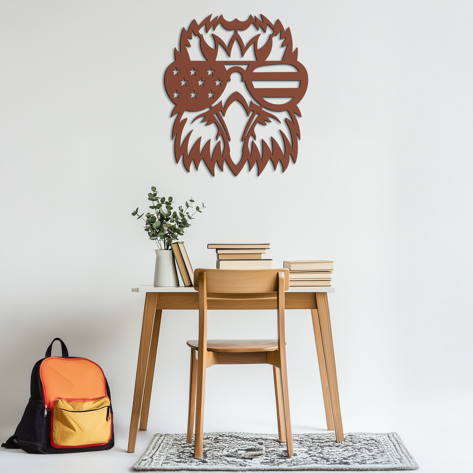 American Flag Eagle Silhouette Metal Wall Art – Patriotic Black Steel Home Decor- KAF496