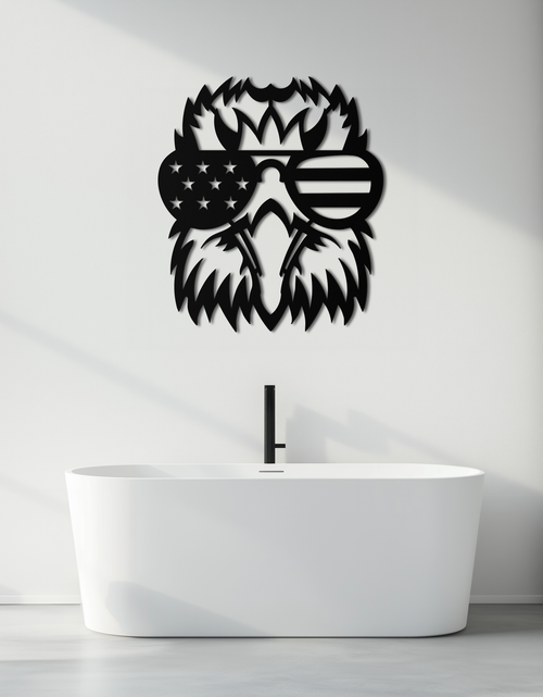 Load image into Gallery viewer, American Flag Eagle Silhouette Metal Wall Art – Patriotic Black Steel Home Decor- KAF496