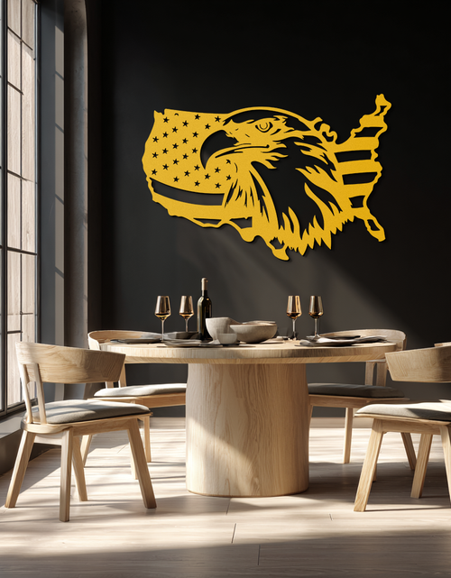 Load image into Gallery viewer, American Flag Eagle Silhouette Metal Wall Art – Patriotic USA Decor for Home & Office- KAF497