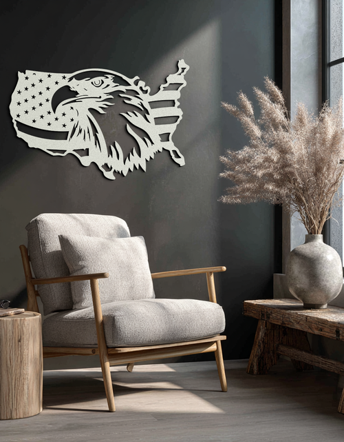 Load image into Gallery viewer, American Flag Eagle Silhouette Metal Wall Art – Patriotic USA Decor for Home & Office- KAF497