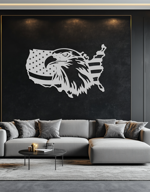 Load image into Gallery viewer, American Flag Eagle Silhouette Metal Wall Art – Patriotic USA Decor for Home & Office- KAF497