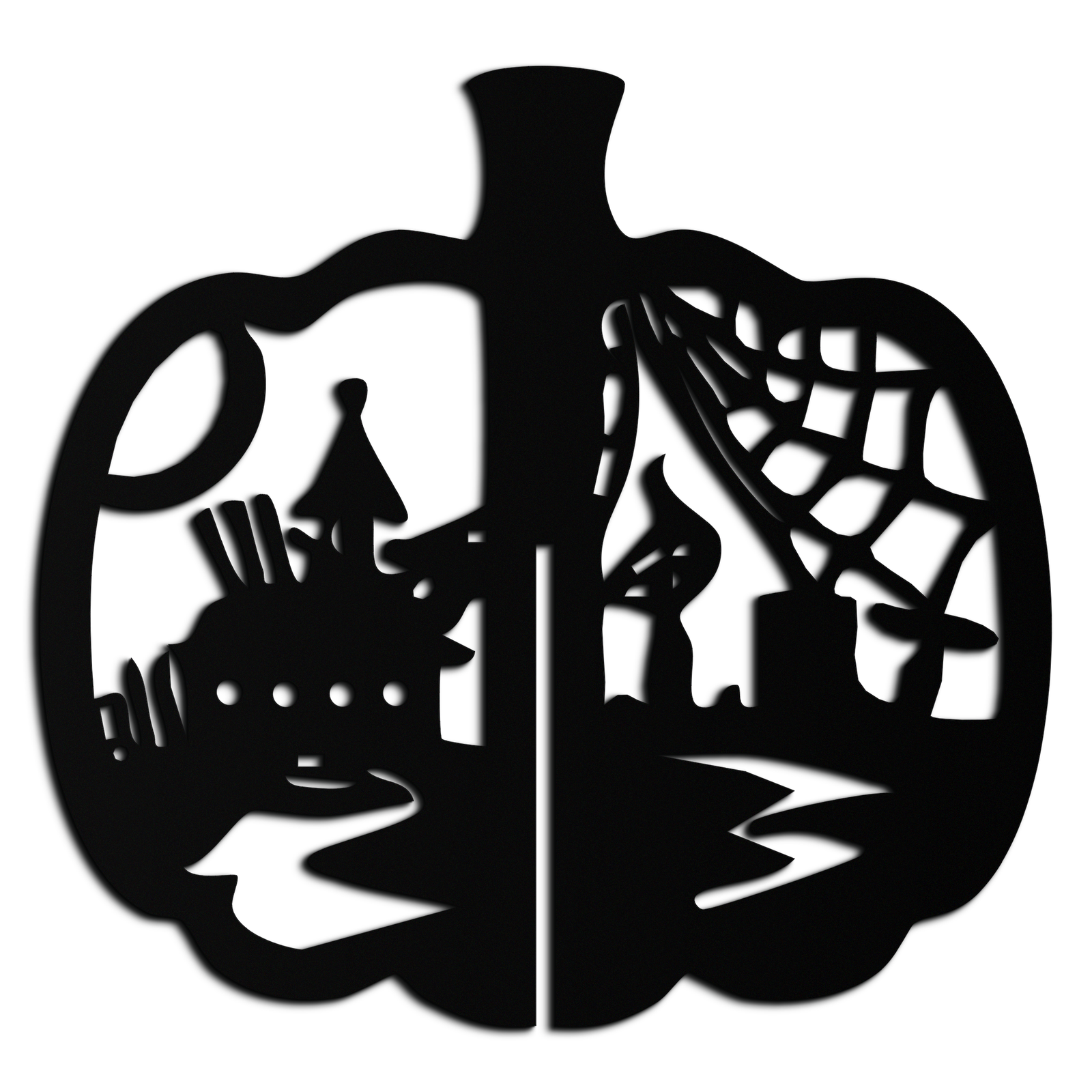 Halloween Pumpkin Metal Wall Art – Spooky Black Steel Halloween Decor- KAF498