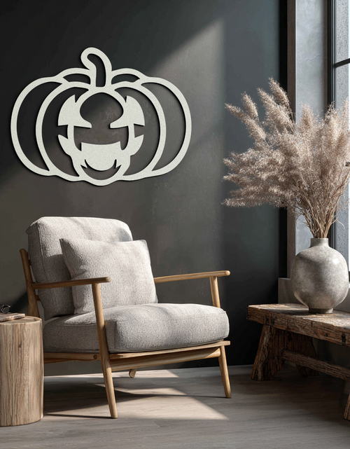 Load image into Gallery viewer, Pumpkin Halloween Metal Wall Art – Spooky Jack O'Lantern Black Decor- KAF500