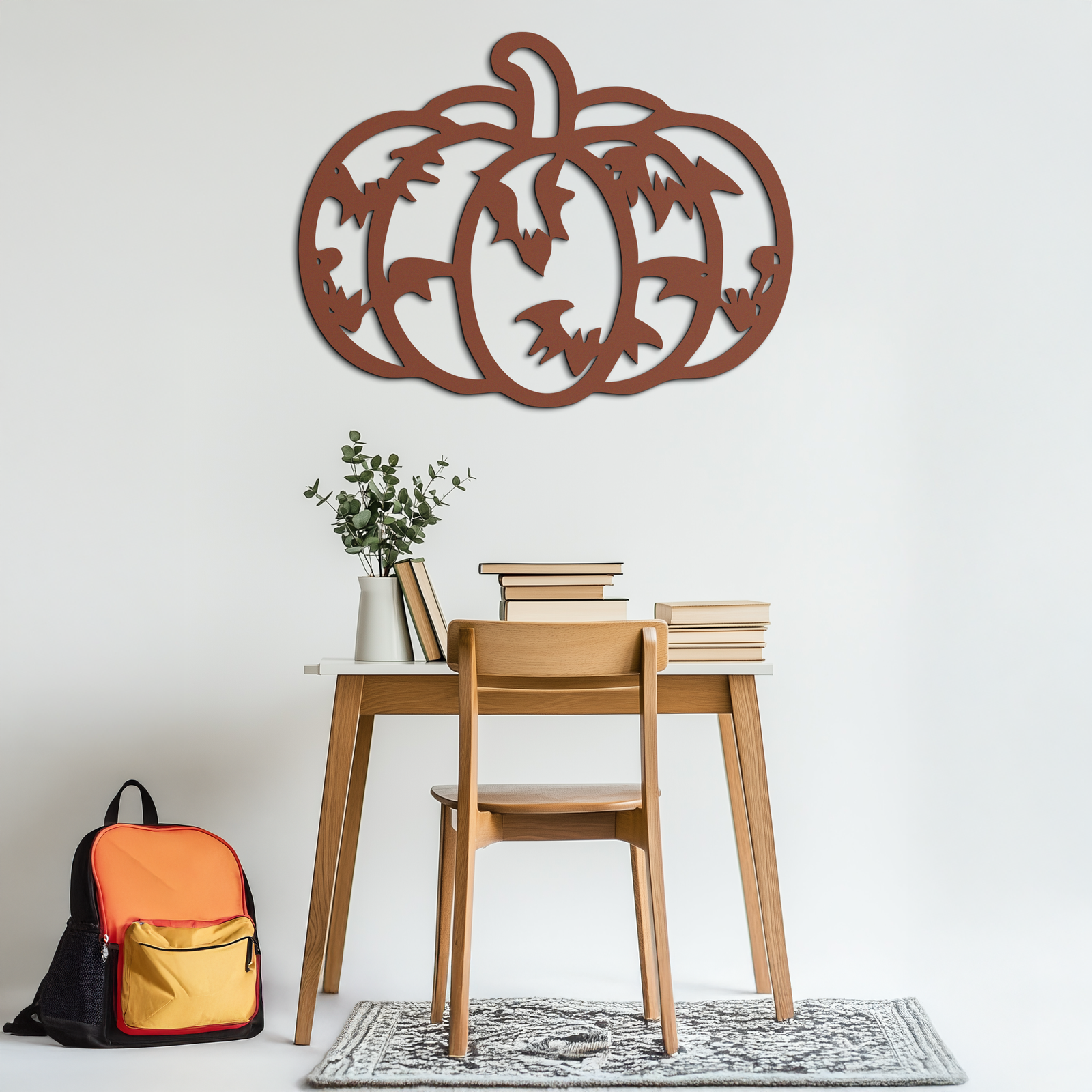 Halloween Pumpkin Faces Metal Wall Art – Spooky Black Steel Decoration- KAF502