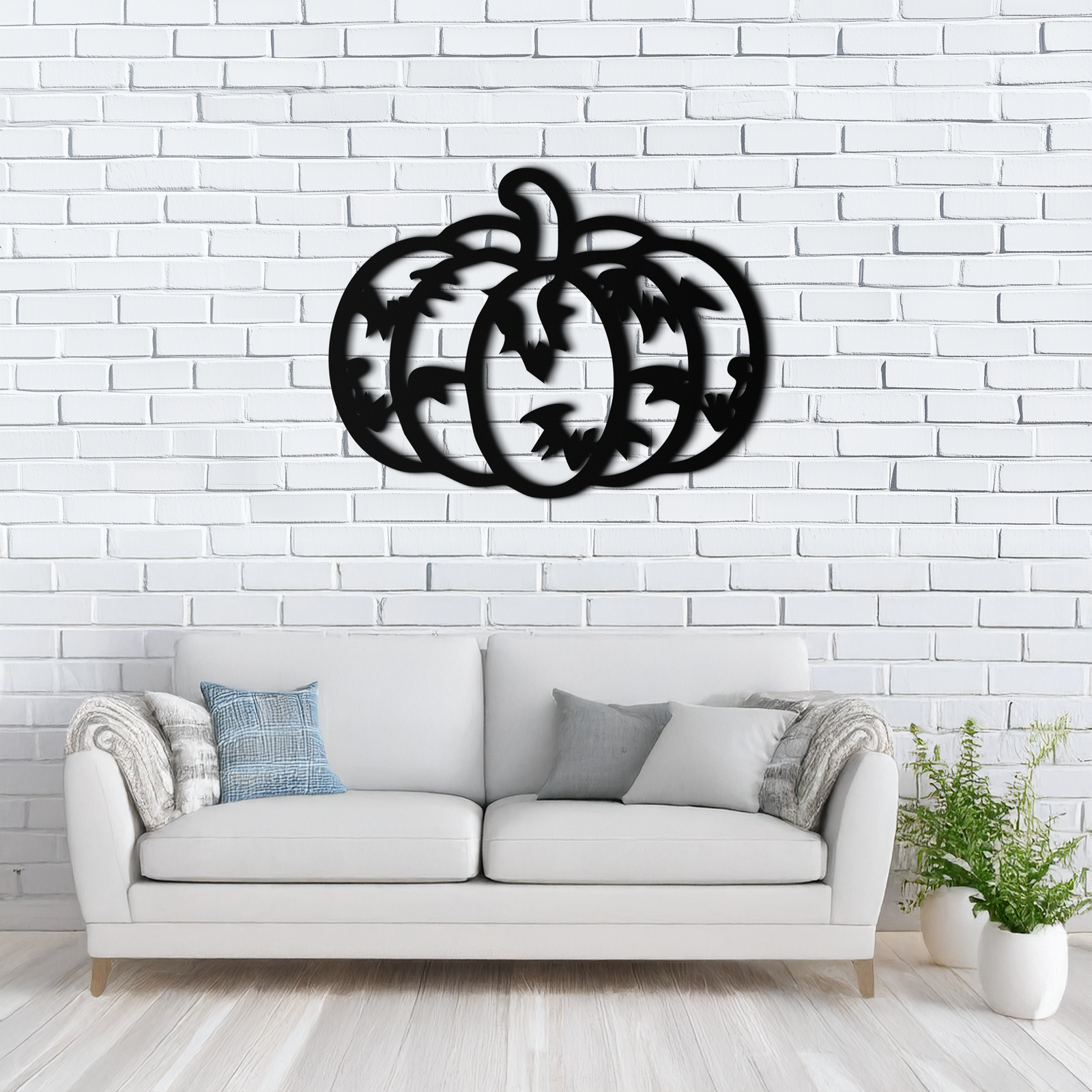 Halloween Pumpkin Faces Metal Wall Art – Spooky Black Steel Decoration- KAF502