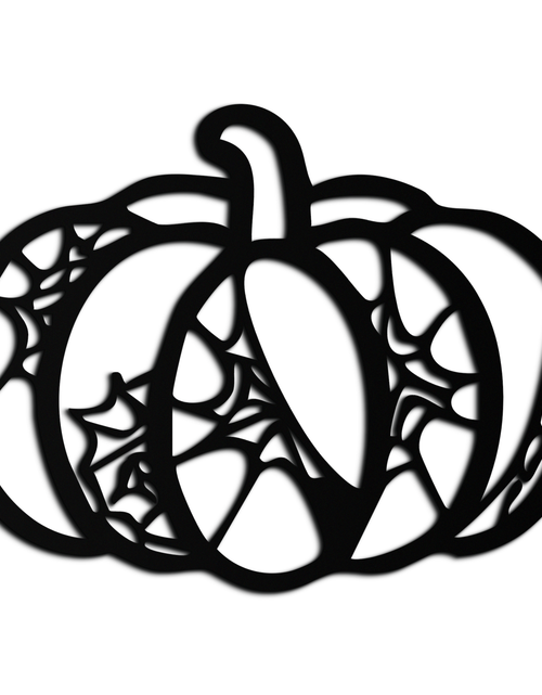 Load image into Gallery viewer, Halloween Pumpkin Metal Wall Art – Black Steel Haunted Fall Decor- KAF506
