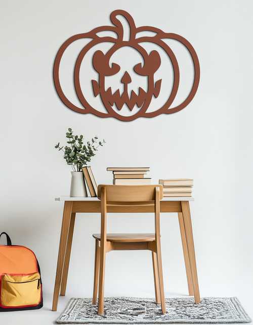 Load image into Gallery viewer, Scary Pumpkin Face Metal Wall Art – Black Steel Halloween Decor- KAF507