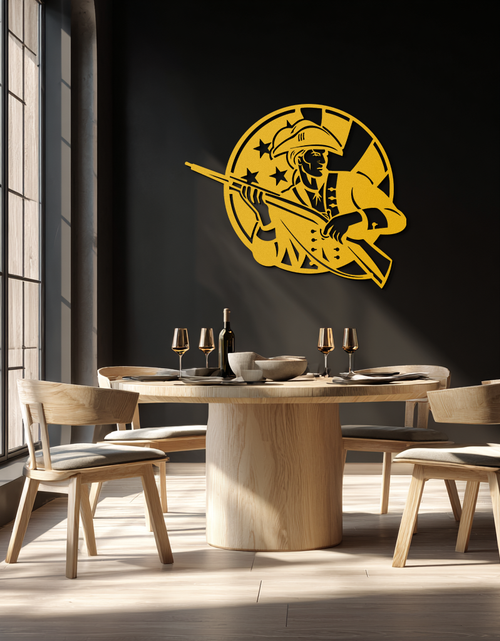 Load image into Gallery viewer, Patriotic Soldier Silhouette Metal Wall Art – Black Steel Military Home Decor- KAF508