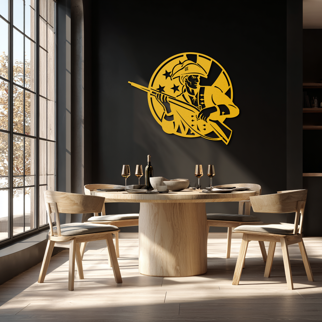 Patriotic Soldier Silhouette Metal Wall Art – Black Steel Military Home Decor- KAF508
