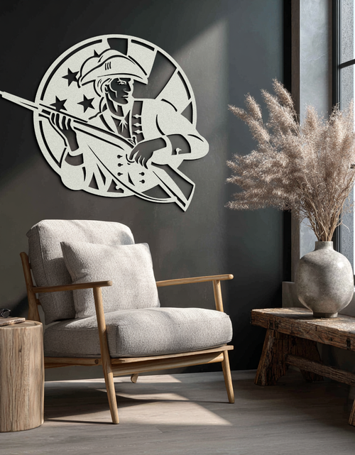 Load image into Gallery viewer, Patriotic Soldier Silhouette Metal Wall Art – Black Steel Military Home Decor- KAF508