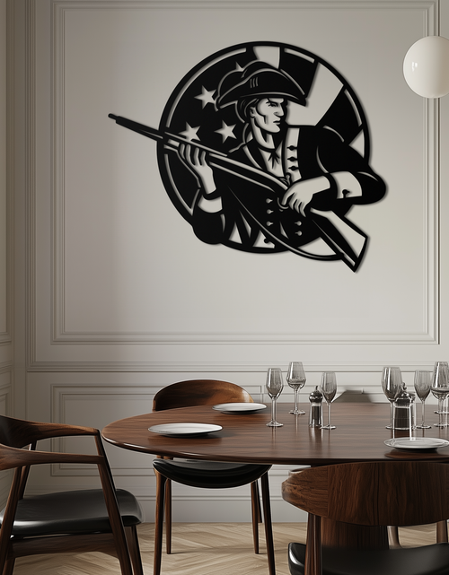 Load image into Gallery viewer, Patriotic Soldier Silhouette Metal Wall Art – Black Steel Military Home Decor- KAF508