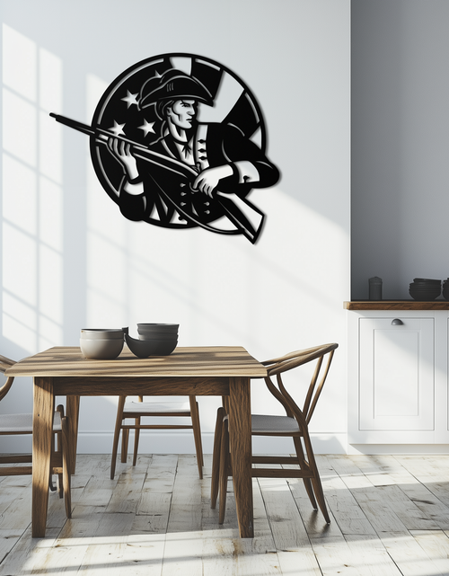 Load image into Gallery viewer, Patriotic Soldier Silhouette Metal Wall Art – Black Steel Military Home Decor- KAF508