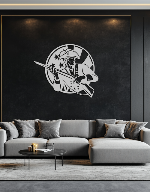 Load image into Gallery viewer, Patriotic Soldier Silhouette Metal Wall Art – Black Steel Military Home Decor- KAF508
