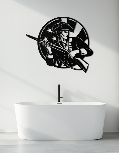 Load image into Gallery viewer, Patriotic Soldier Silhouette Metal Wall Art – Black Steel Military Home Decor- KAF508