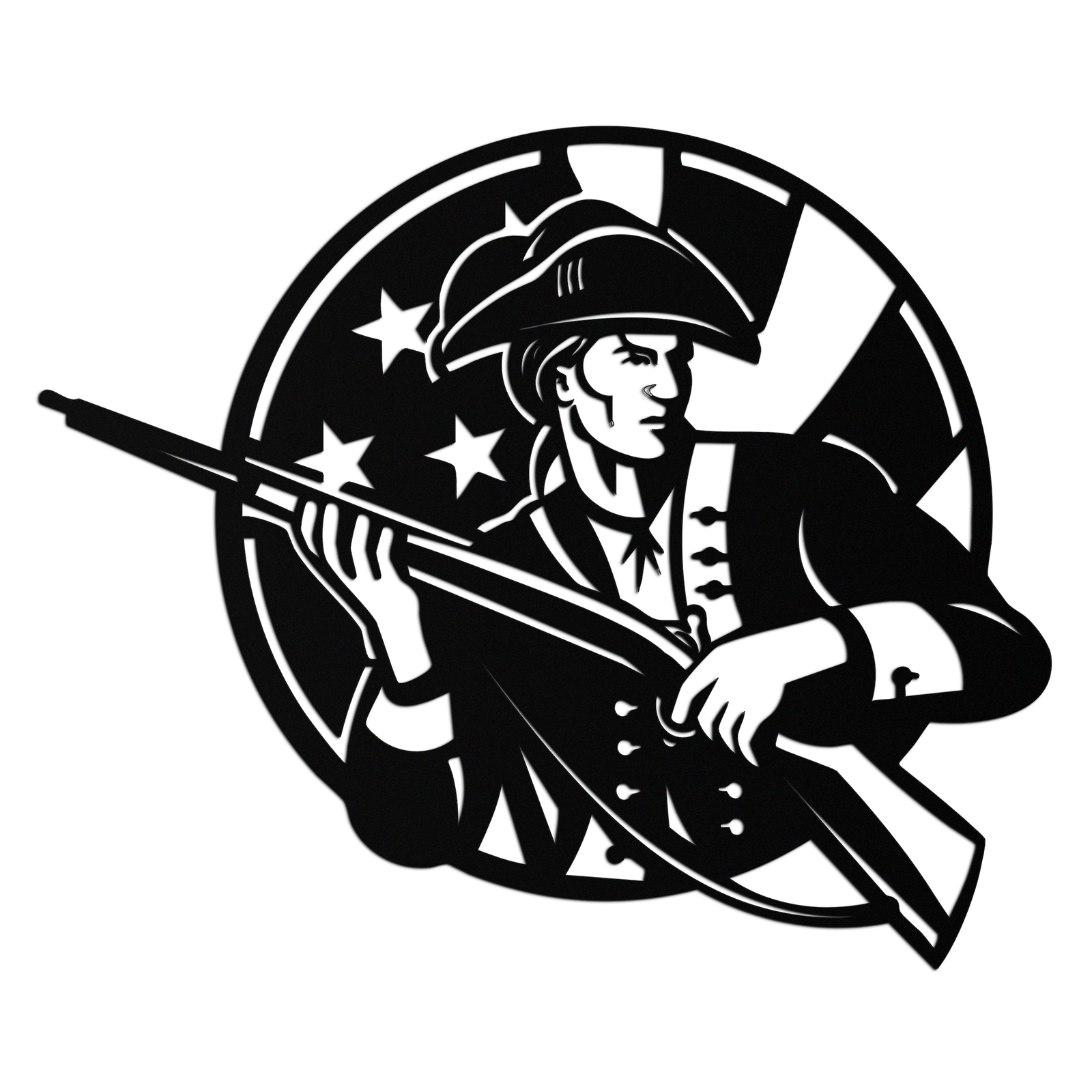 Patriotic Soldier Silhouette Metal Wall Art – Black Steel Military Home Decor- KAF508