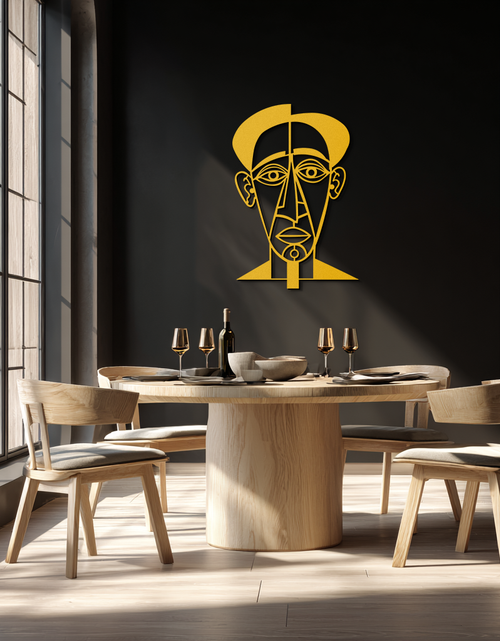 Load image into Gallery viewer, Abstract Face Line Art Metal Wall Decor – Modern Black Minimalist Sculpture- KAF509