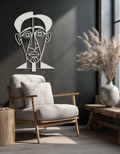 Load image into Gallery viewer, Abstract Face Line Art Metal Wall Decor – Modern Black Minimalist Sculpture- KAF509