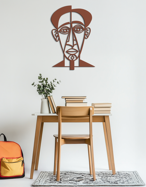 Load image into Gallery viewer, Abstract Face Line Art Metal Wall Decor – Modern Black Minimalist Sculpture- KAF509