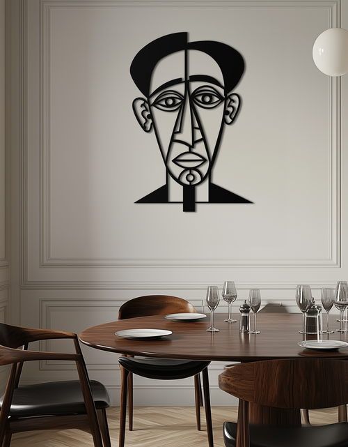 Load image into Gallery viewer, Abstract Face Line Art Metal Wall Decor – Modern Black Minimalist Sculpture- KAF509