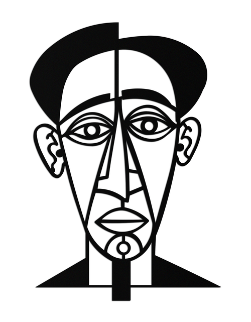 Load image into Gallery viewer, Abstract Face Line Art Metal Wall Decor – Modern Black Minimalist Sculpture- KAF509